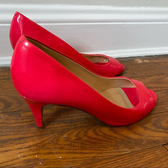J.CREW PINK PATENT LEATHER HITTEN PEEP TOE HEEL SIZE 9 - Picture 10 of 11
